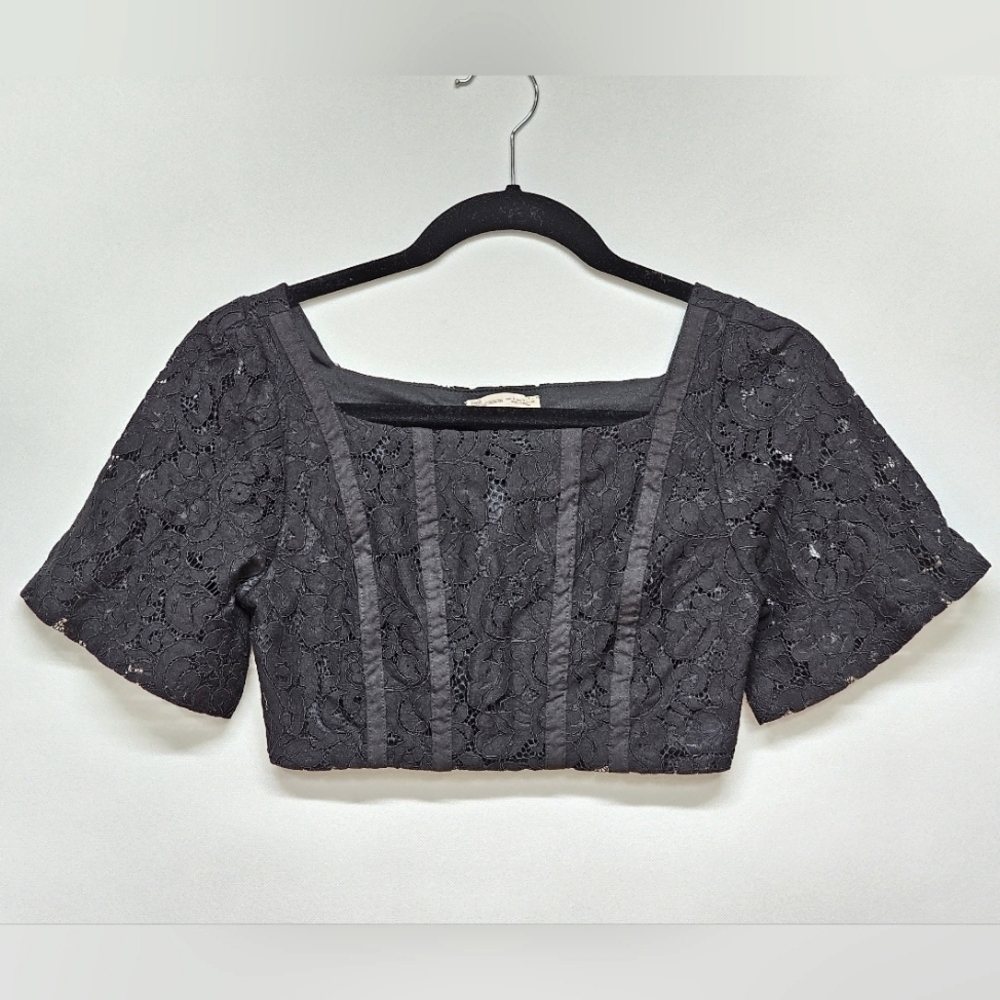 Zara Lace Crop Corset Top in black, Size Small, Goth, Grunge, Y2K